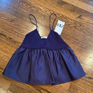 NWT Zara Navy Flowy top!